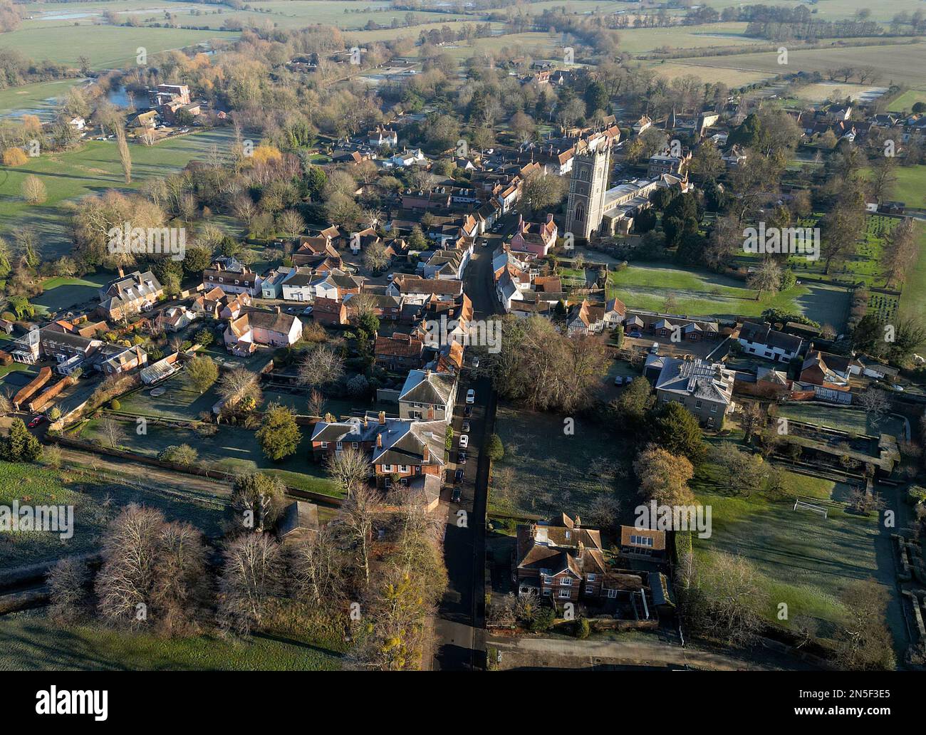 Aerial photo of Dedham in the Dedham Vale Area of Natural Beauty