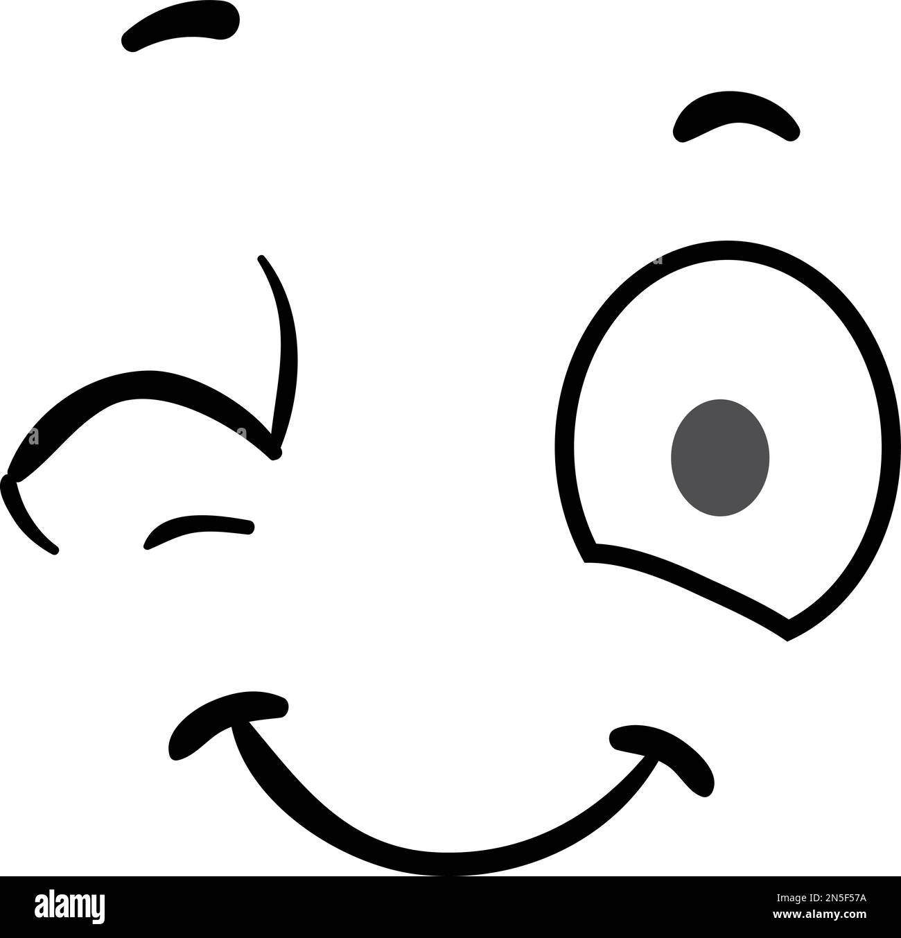 Winked eye comic face. Cartoon emotion expression Stock Vector