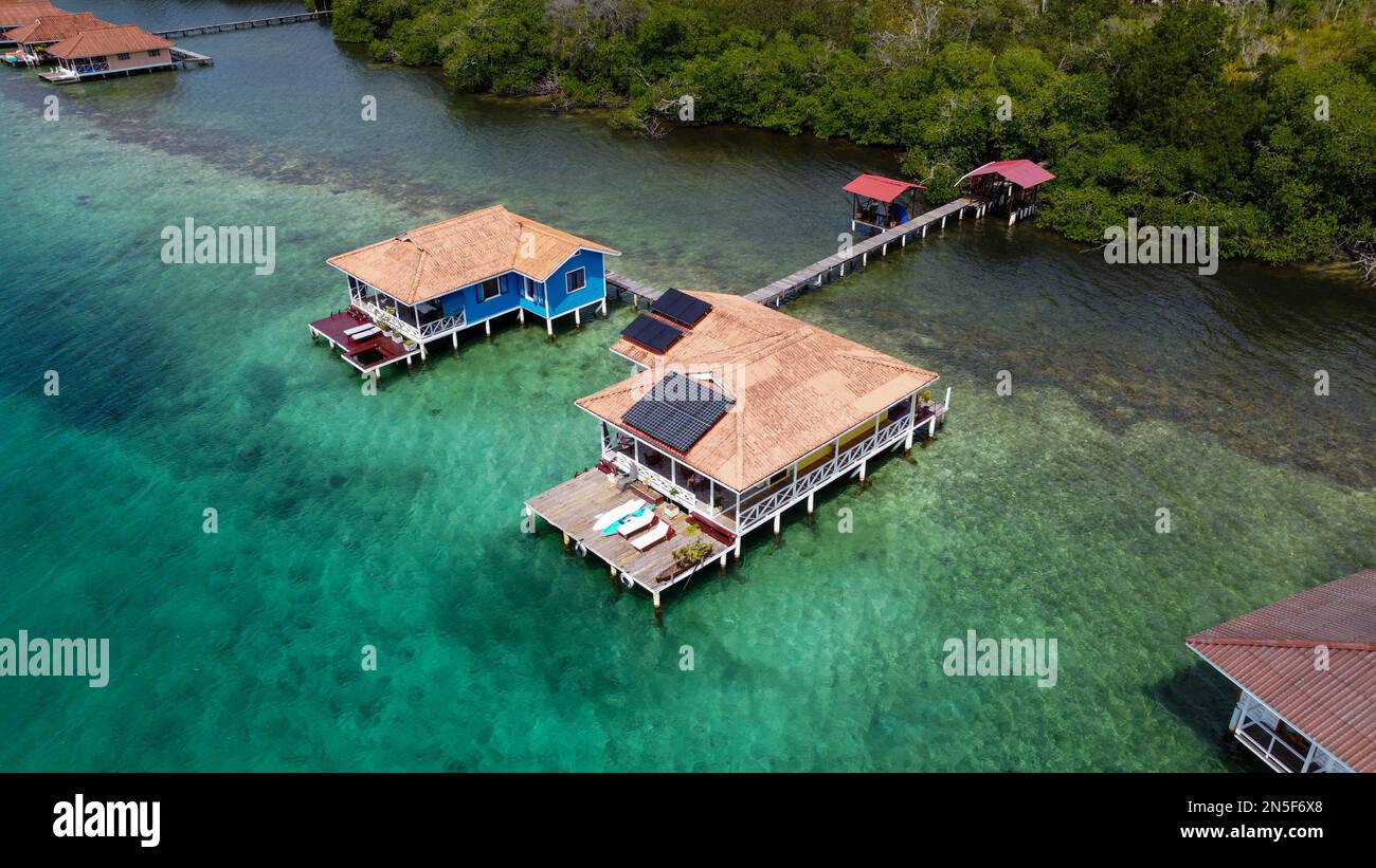 Overwater bungalows in Bocas del Toro, Panama Stock Photo Alamy