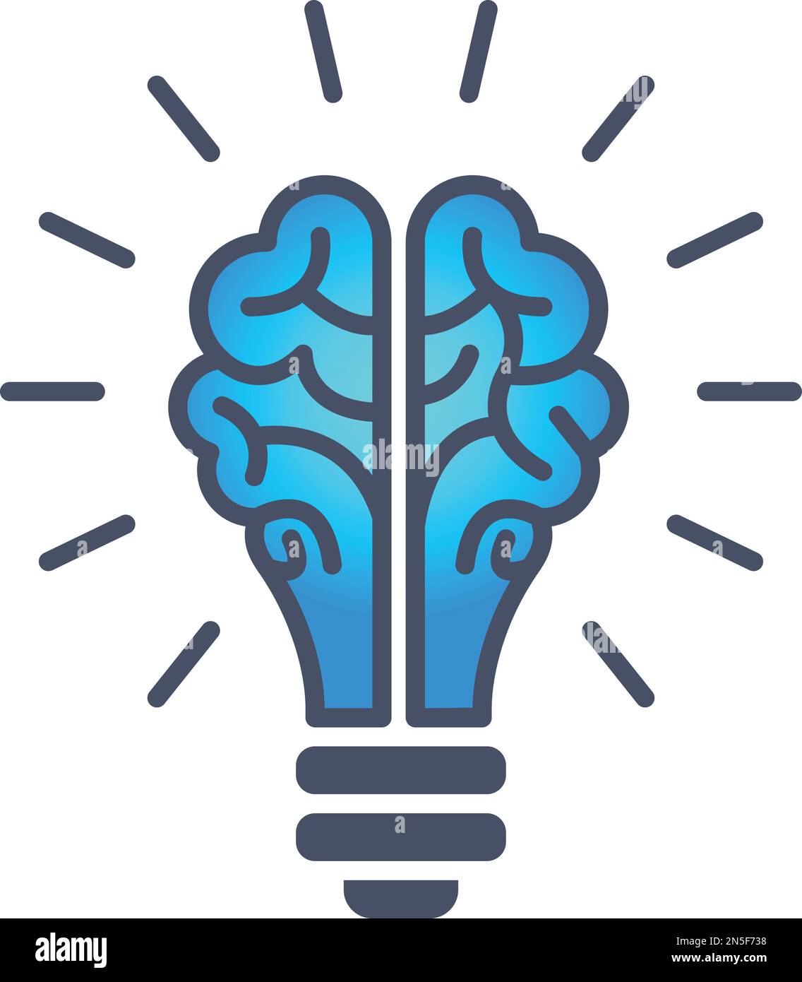 Smart idea logo. Blue brain light bulb icon Stock Vector