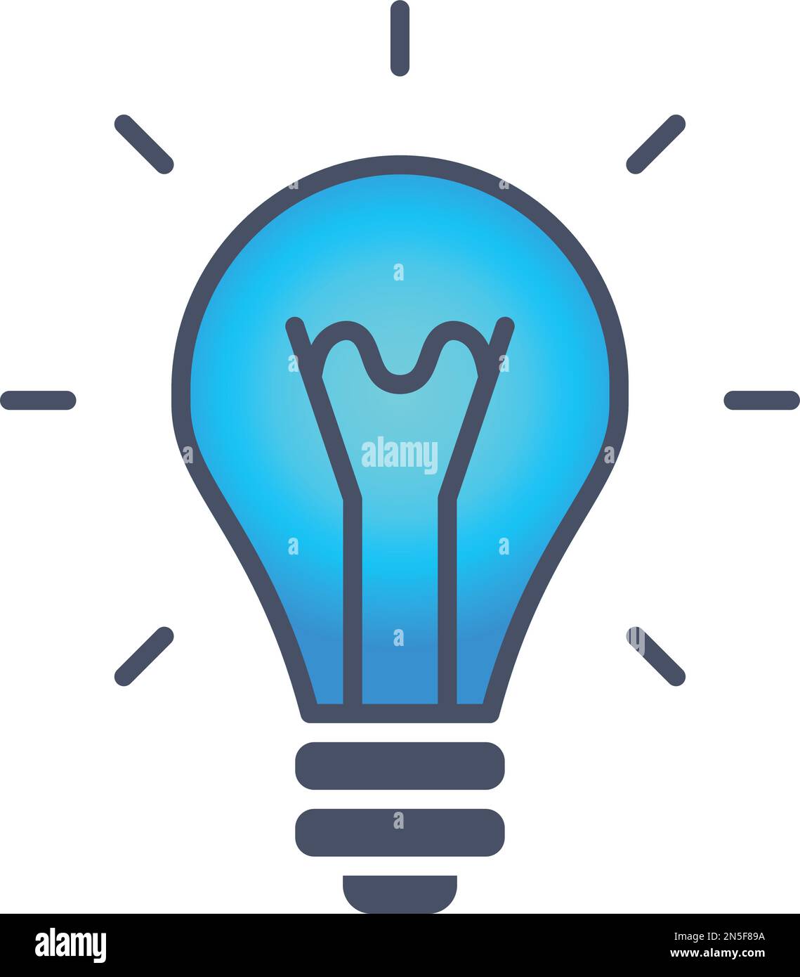 Shining blue light icon. Scientific idea logo Stock Vector