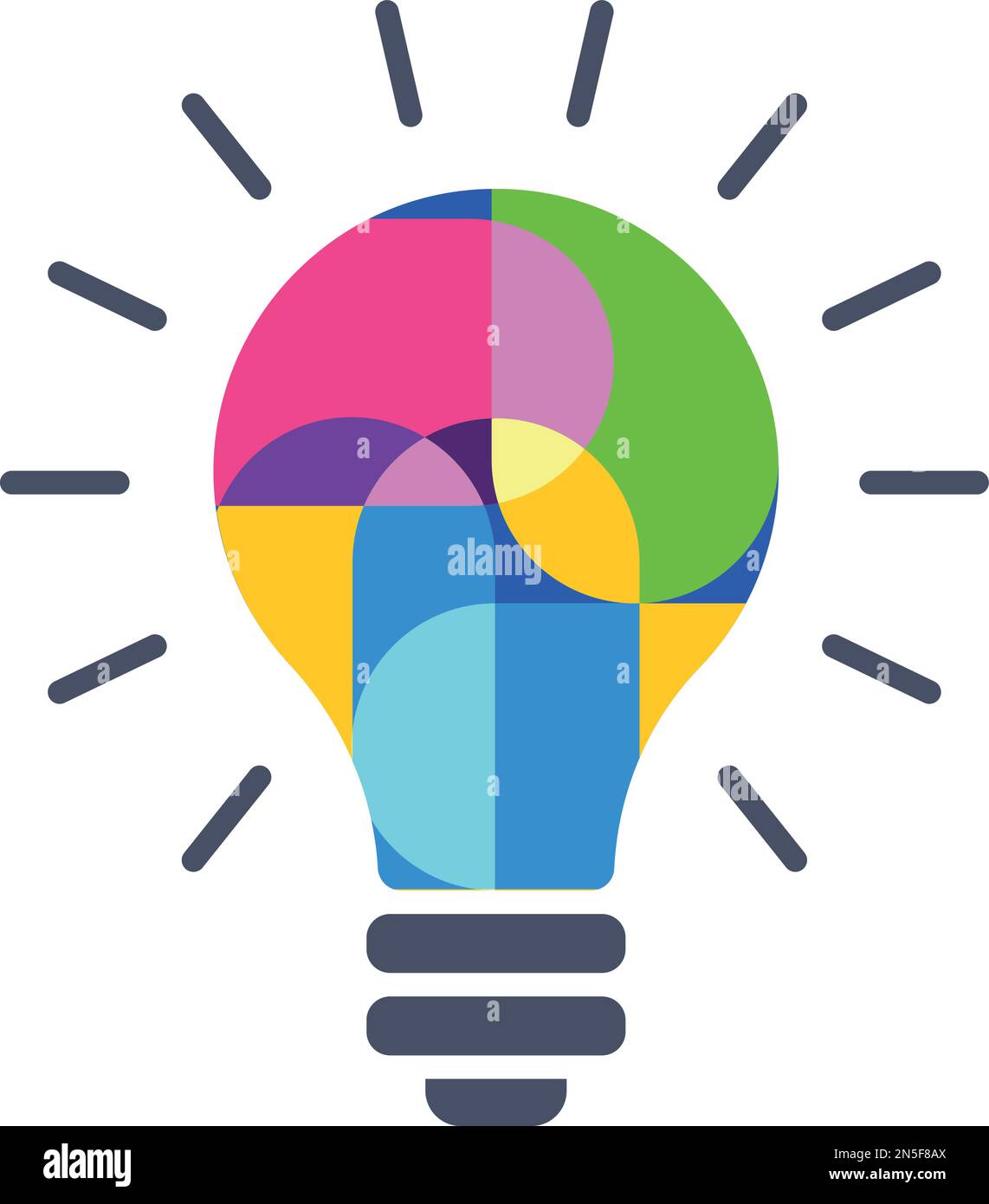 Color light bulb shining logo. Creative idea emblem Stock Vector