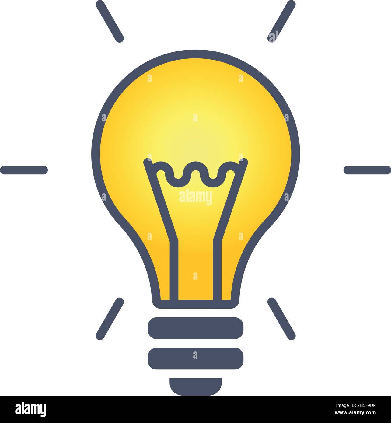 Yellow light bulb icon. Shining lamp symbol Stock Vector Image & Art Alamy