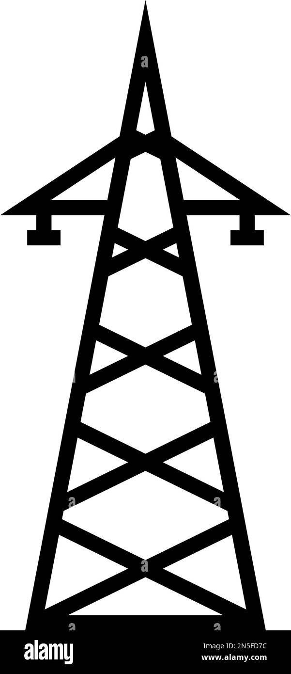 Radio tower icon. Communication tower of mobile radio base station. Editable vector. Stock Vector