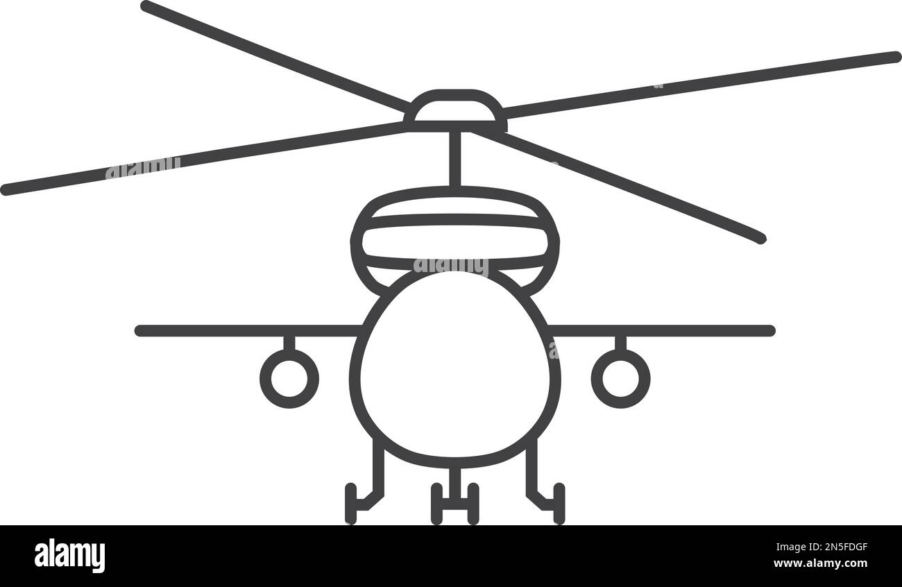 Military copter line icon. Rotor aircraft front view Stock Vector