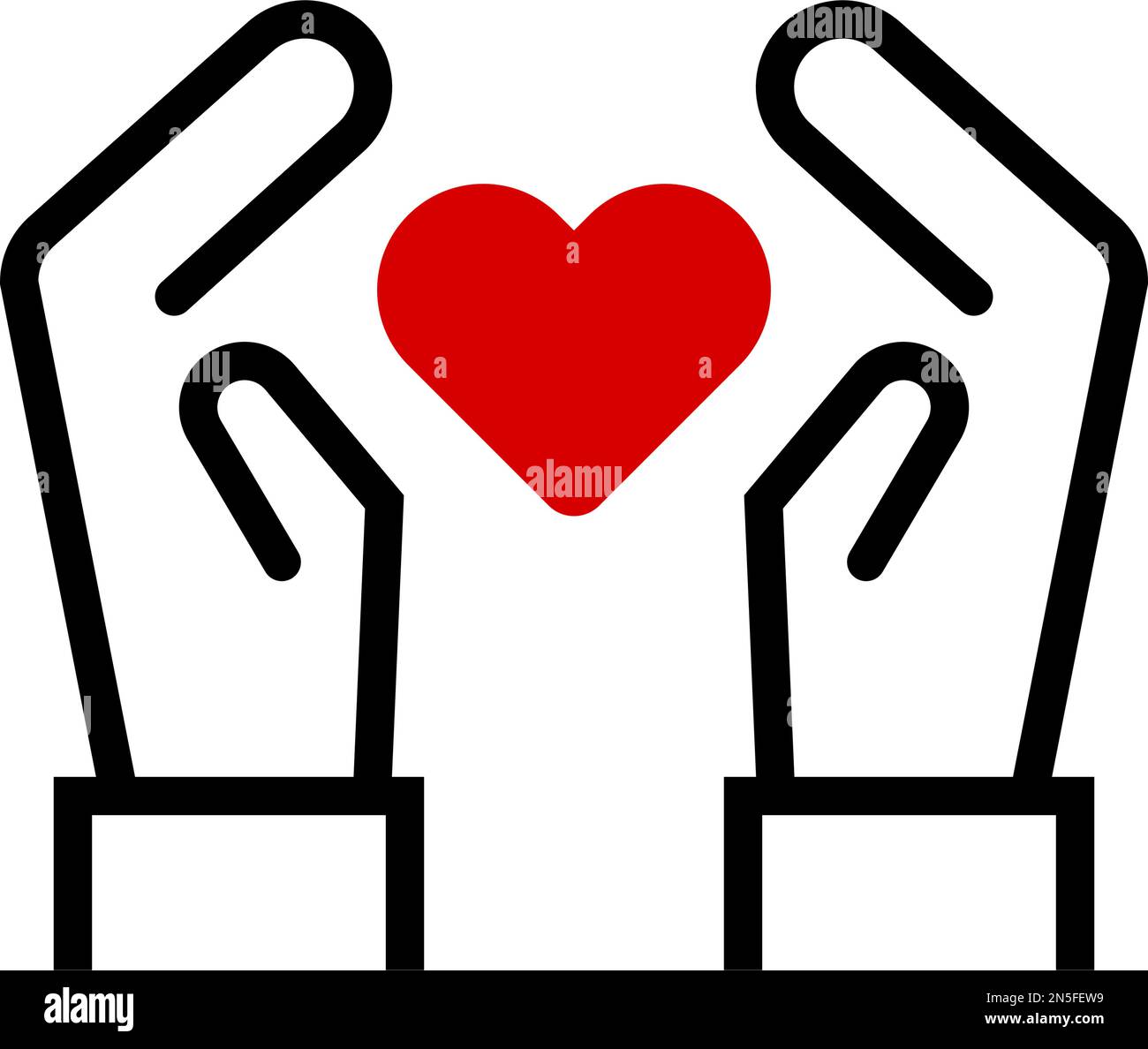 Hand and heart icon. Affection and love. Editable vector. Stock Vector
