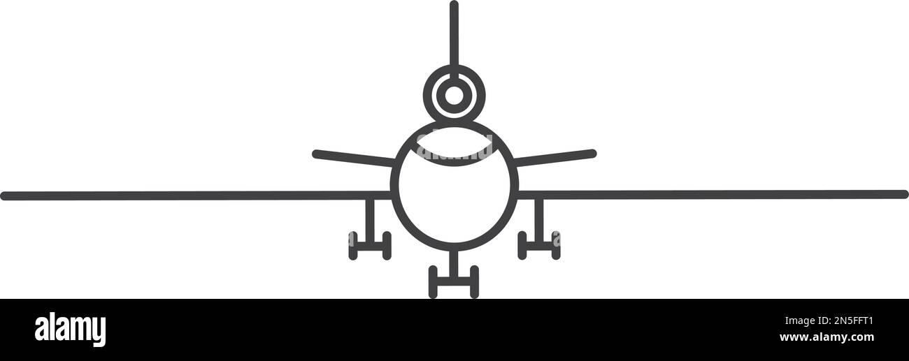 Air jet line icon. Aircraft front view Stock Vector