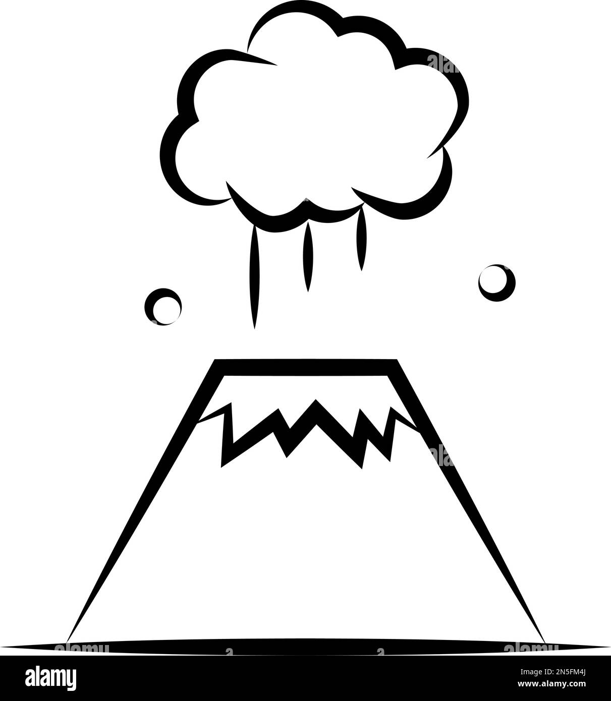 Japanese style erupting volcano icon. Editable vector. Stock Vector