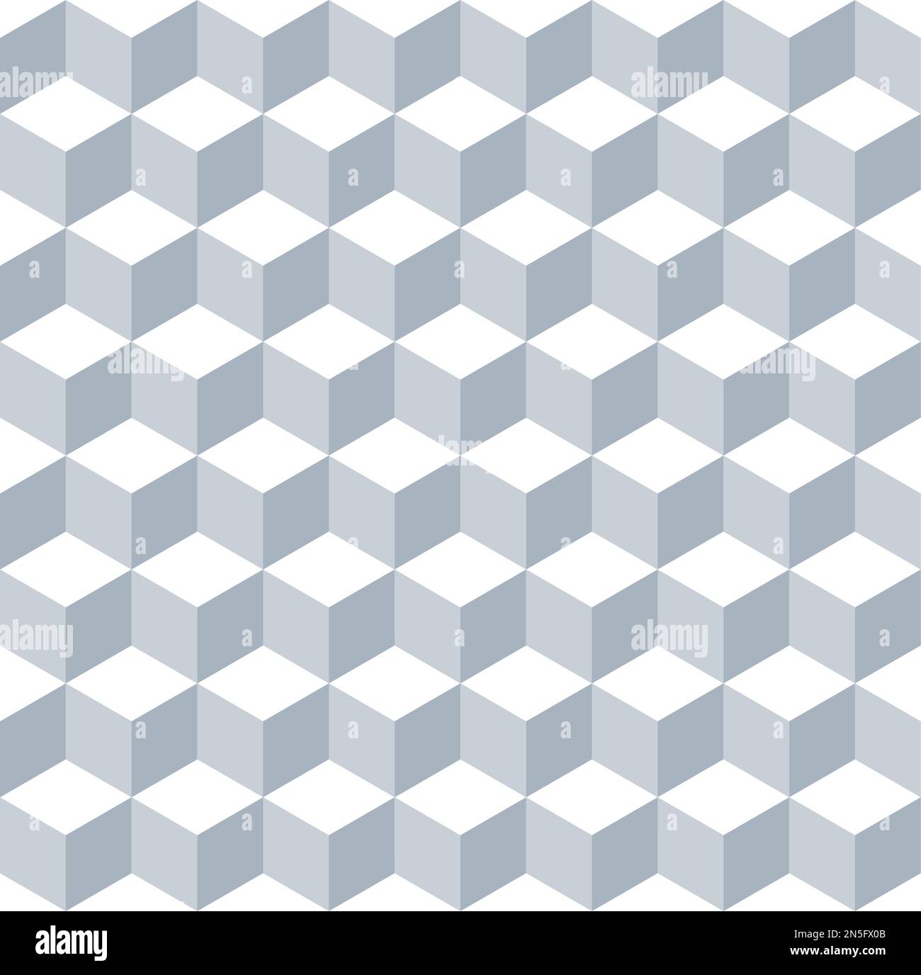 Seamless cube vector pattern. Embossed cuboid hexagonal tile pattern. Modern fashion ornament design. Silver grey pattern. Stock Vector
