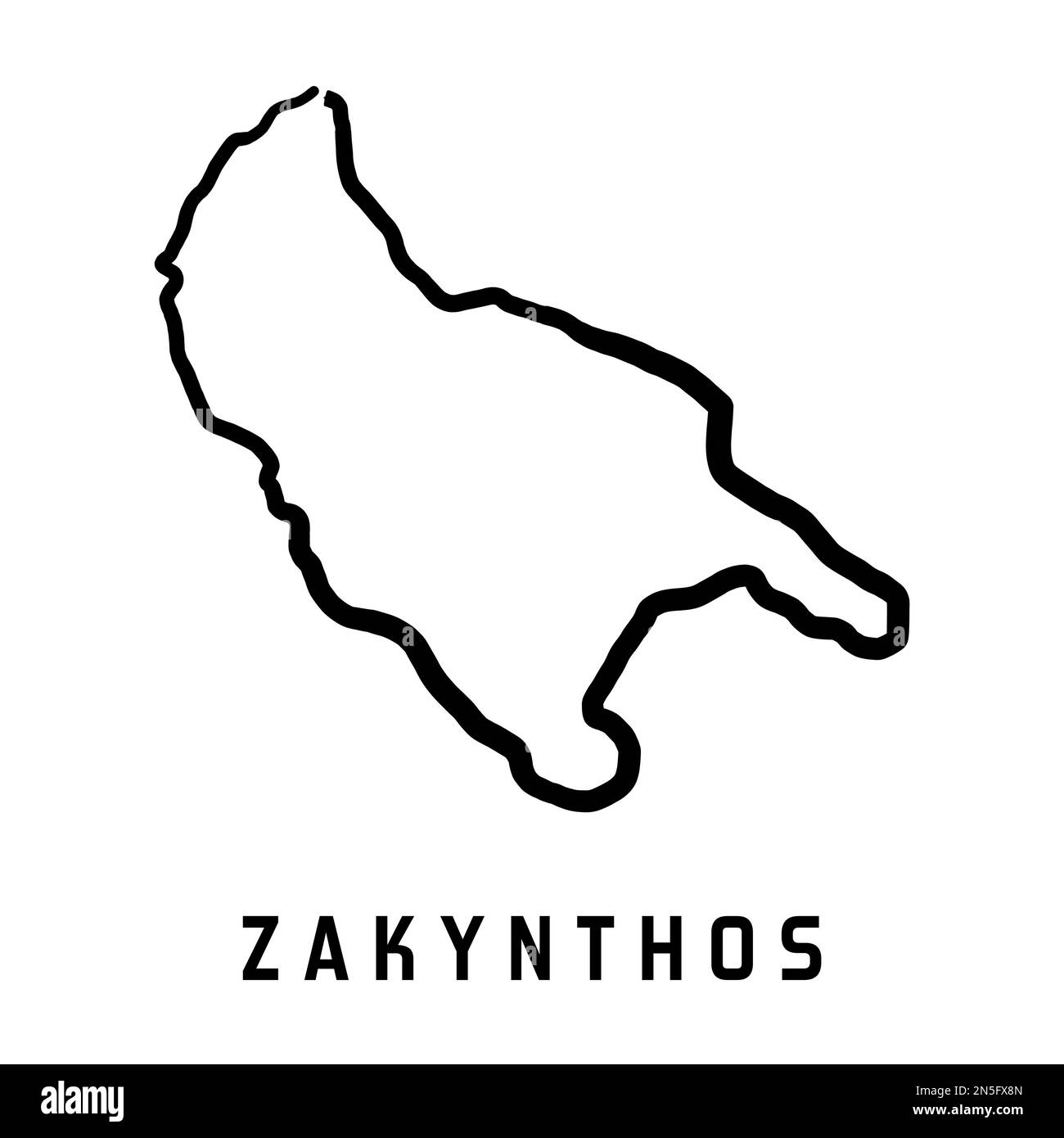 Zakynthos (Zante) island map in Greece. Simple outline. Vector hand
