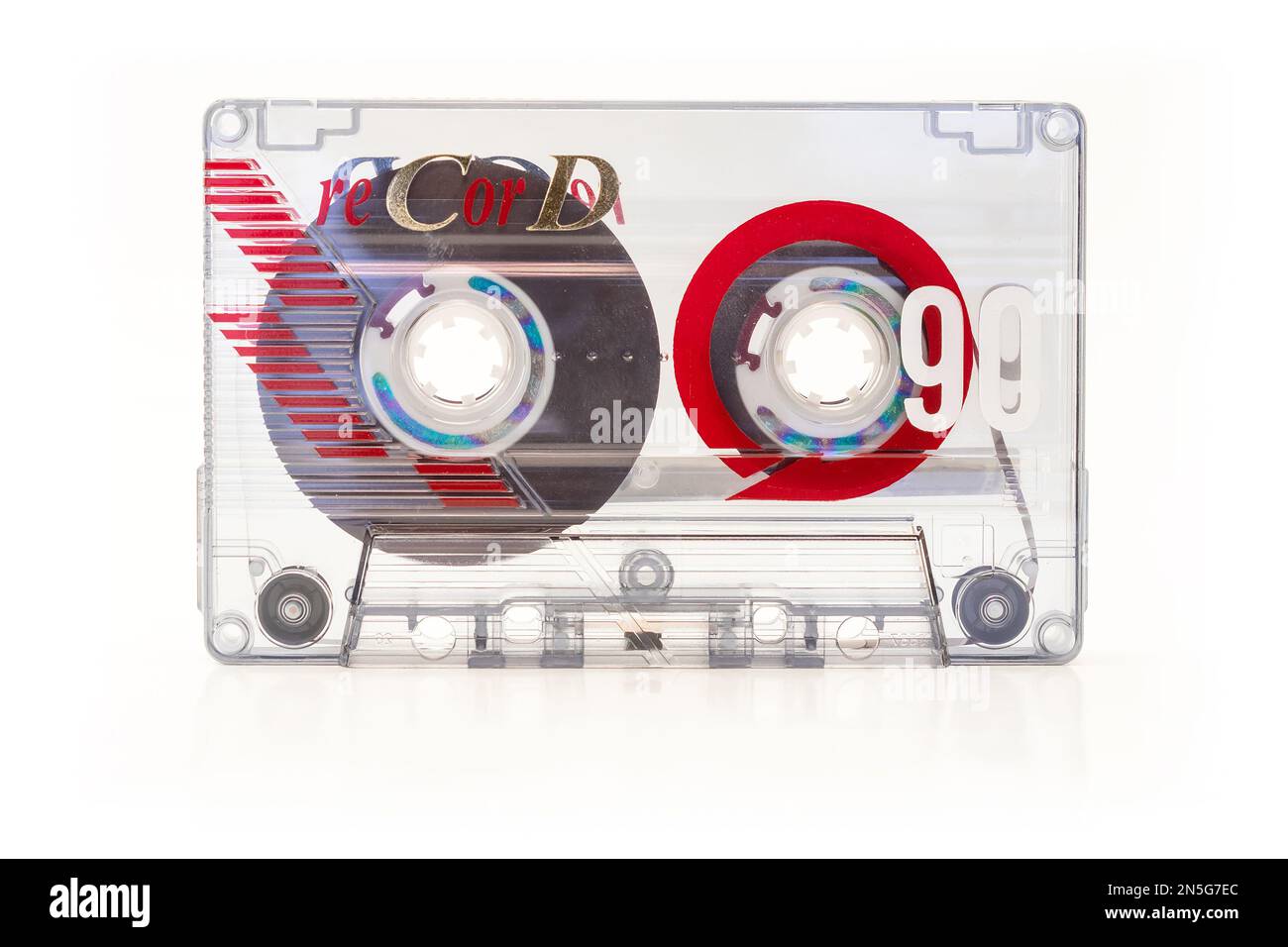 Audio cassette tape - old vintage compact audio cassette isolated on white background Stock Photo