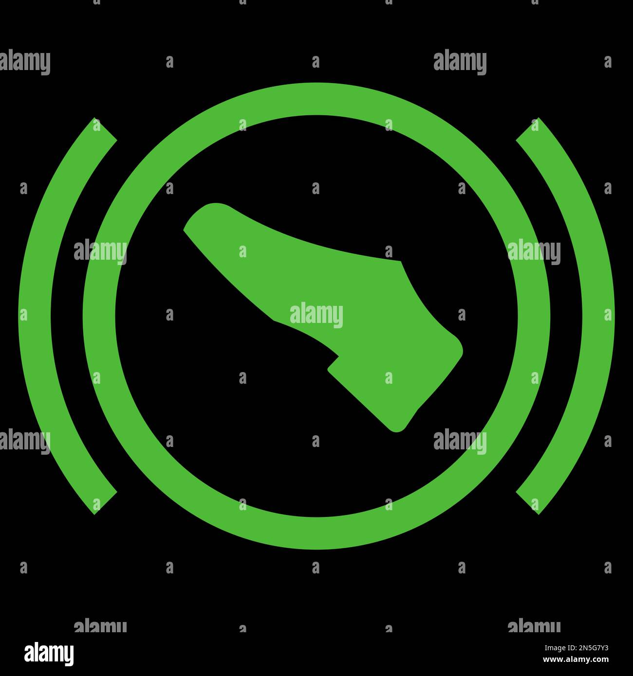 Green vector graphic dashboard light warning of starting engine without