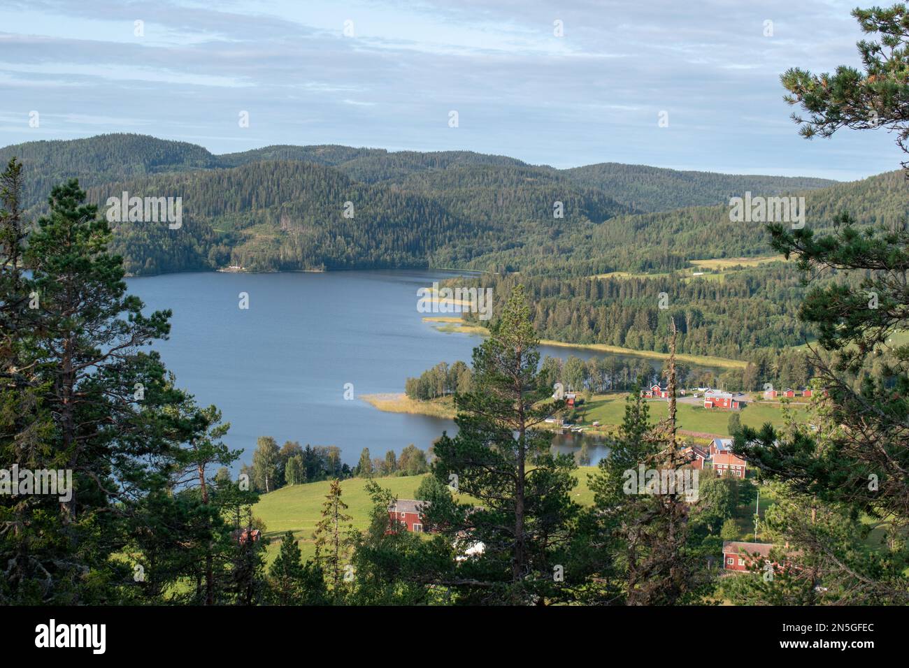 View to the South over the sea from a mountain in the High Coast area in Vasternorrland Sweden. UNESCO World Heritage Site. Stock Photo