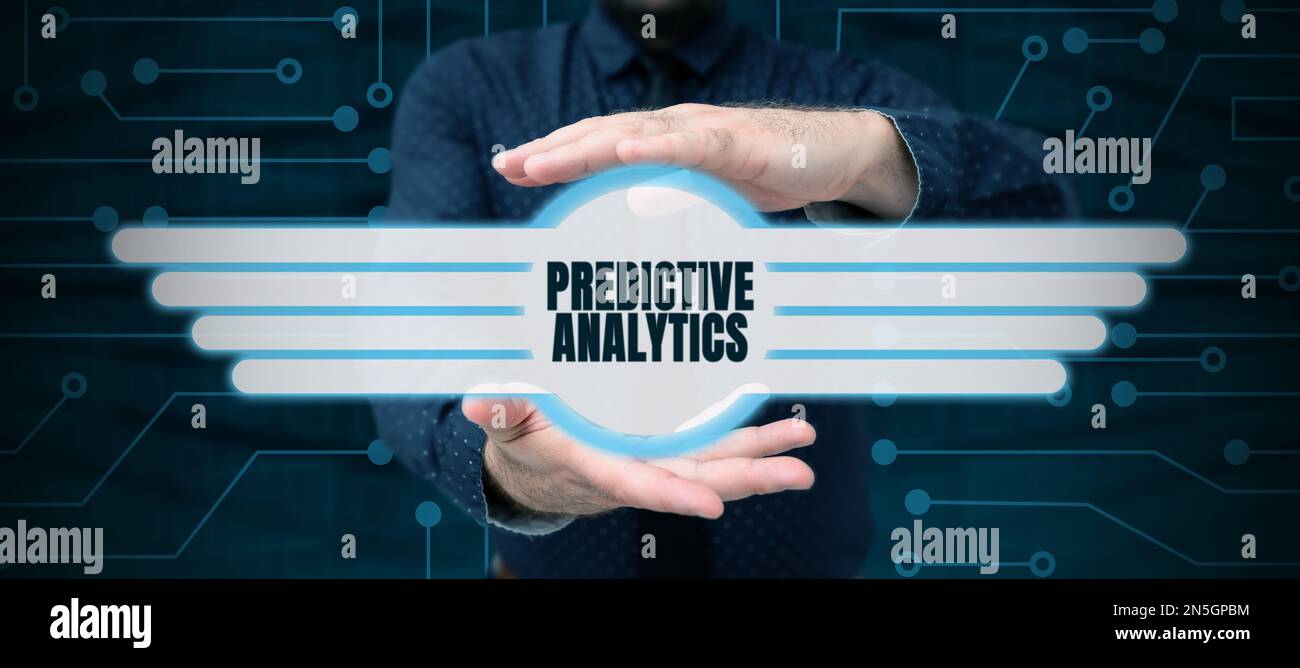 Conceptual caption Predictive Analytics. Business approach Optimize Collection Achieve CRM Identify Customer Stock Photo
