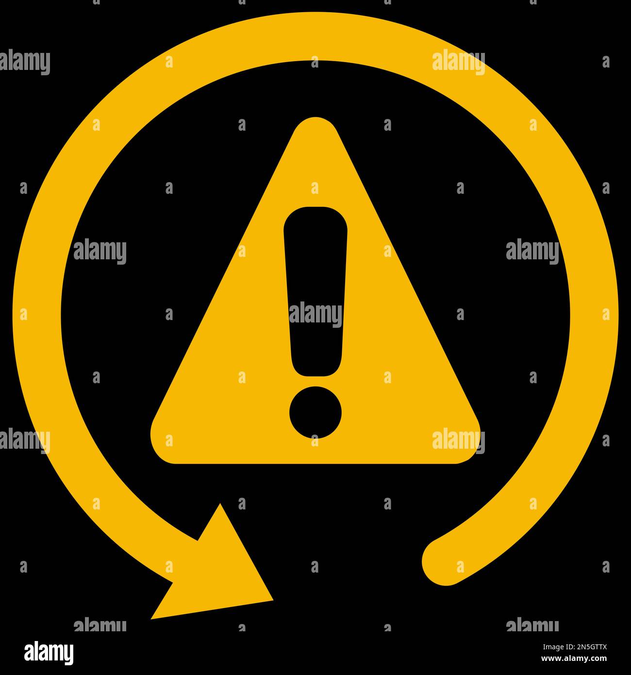 Amber vector graphic on a black background of a dashboard warning light for a malfunction of the