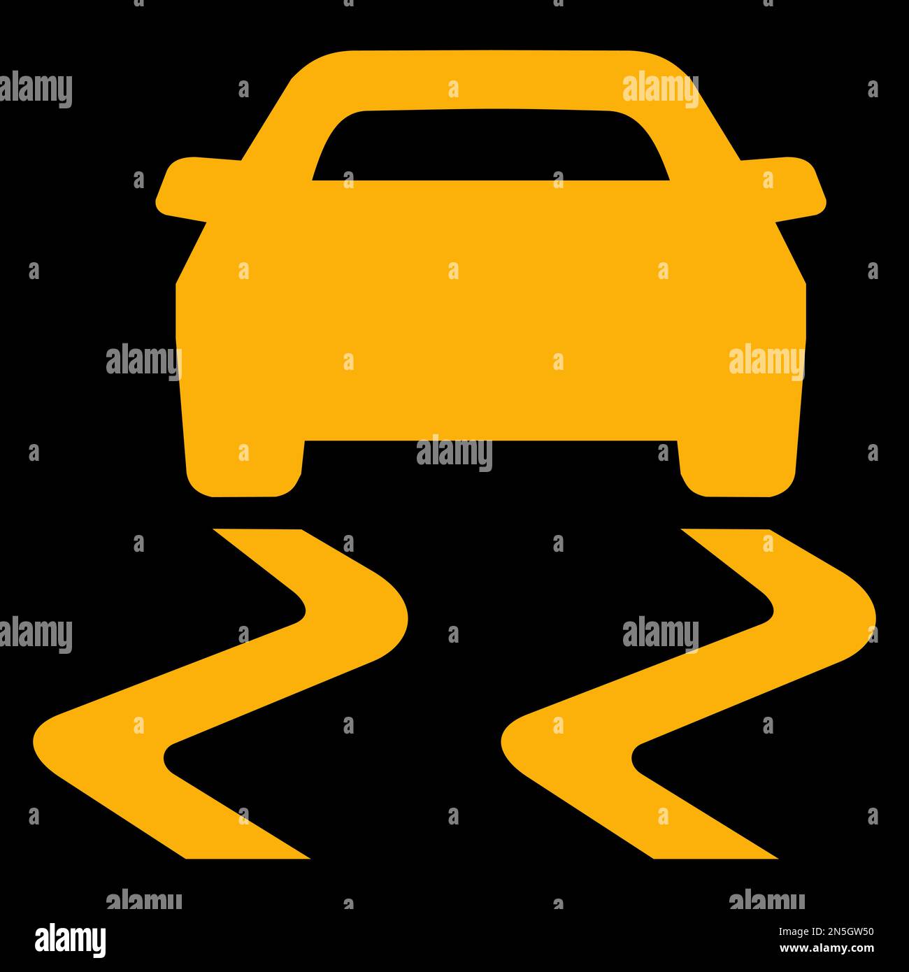 Amber vector graphic on a black background of a dashboard warning light