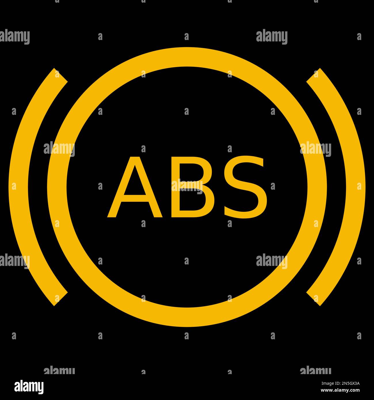 Amber vector graphic on a black background of a dashboard warning light