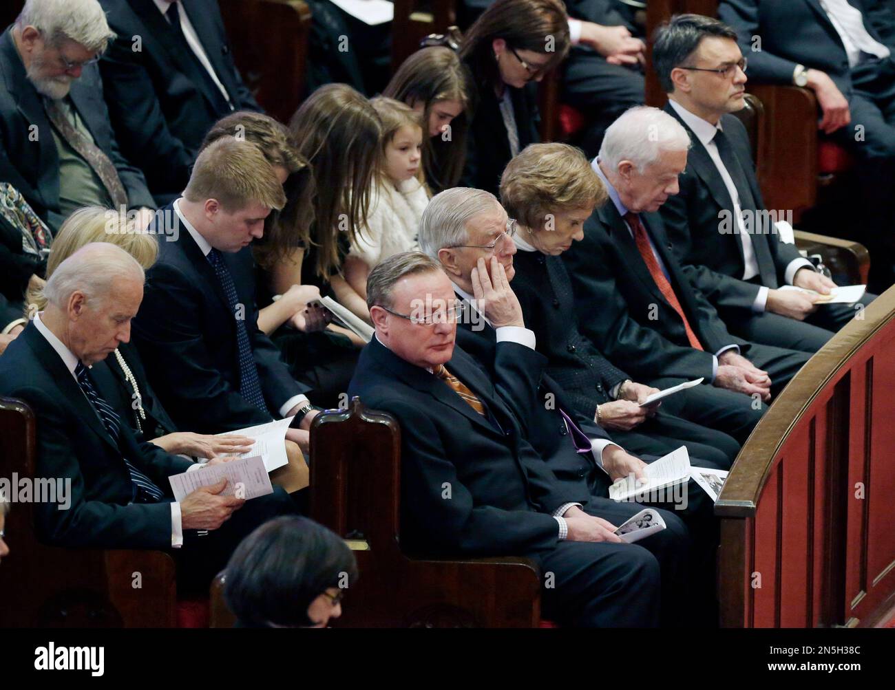 Vice President Joe Biden, left, joins former Vice President Walter Mondale and his family for