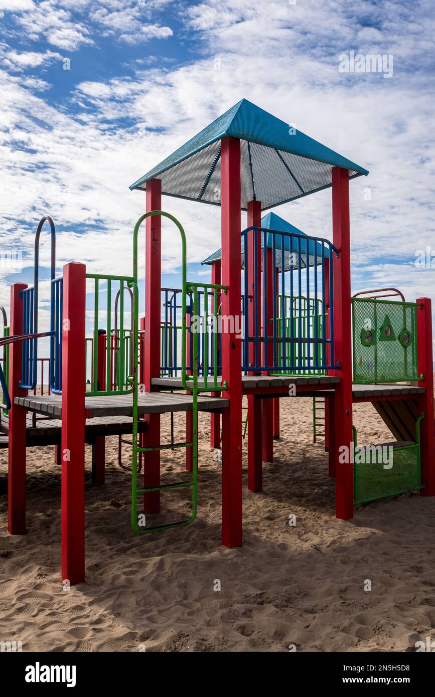 Children's playground, Coney Island beach, New York, USA Stock Photo