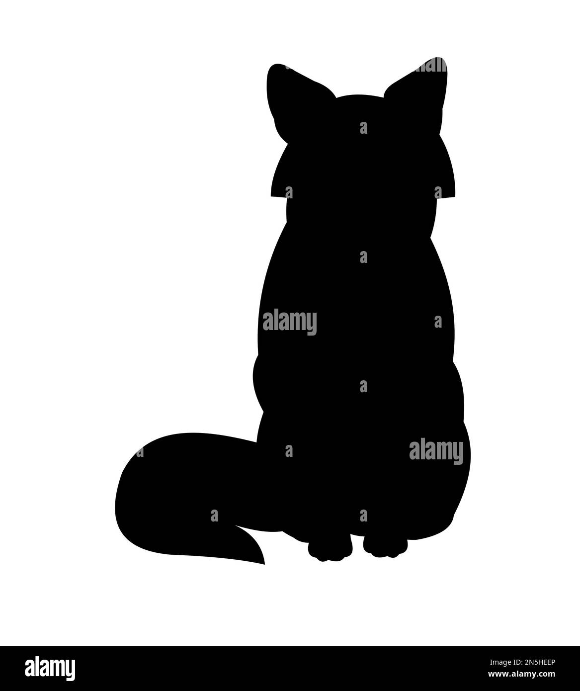 Fox sitting. Animal silhouette. Wild life picture. Isolated on white background. Vector. Stock Vector