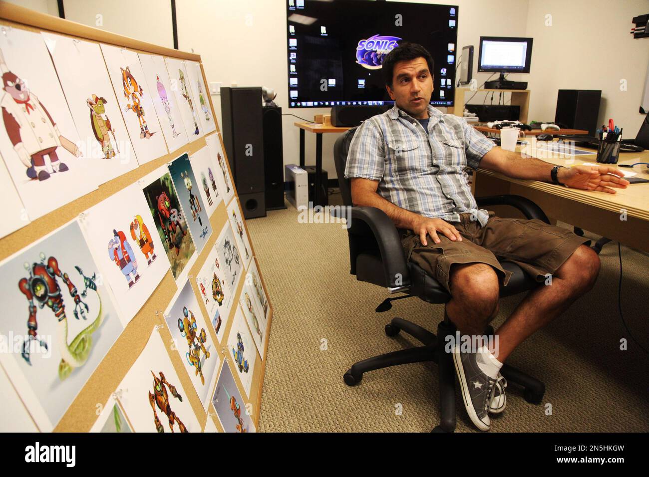 In this Tuesday, Jan. 28, 2014 photo, Big Red Button Entertainment CEO Bob Rafei discusses the