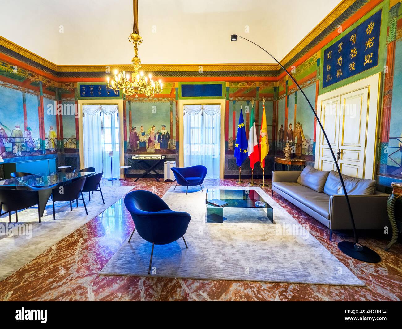 Chinese hall (sala cinese) by Giuseppe Patricolo in the Norman Palace (Palazzo dei Normanni) - Palermo, Sicily, Italy Stock Photo