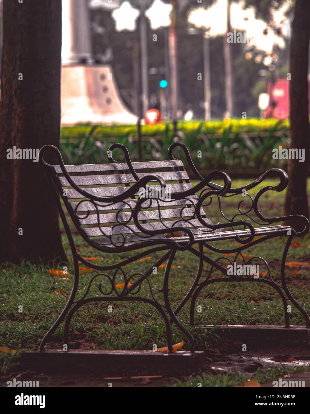 A empty bench in park manila Philippines Stock Photo Alamy