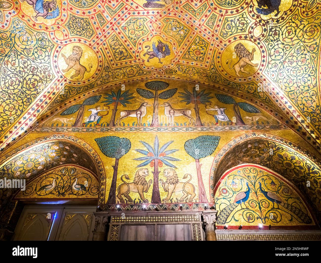 King Roger's hall mosaic from the Norman era in the Norman Palace