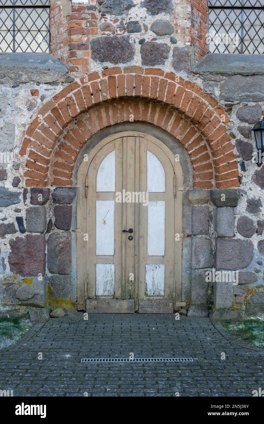 Entrance door of a Romanesque church Stock Photo