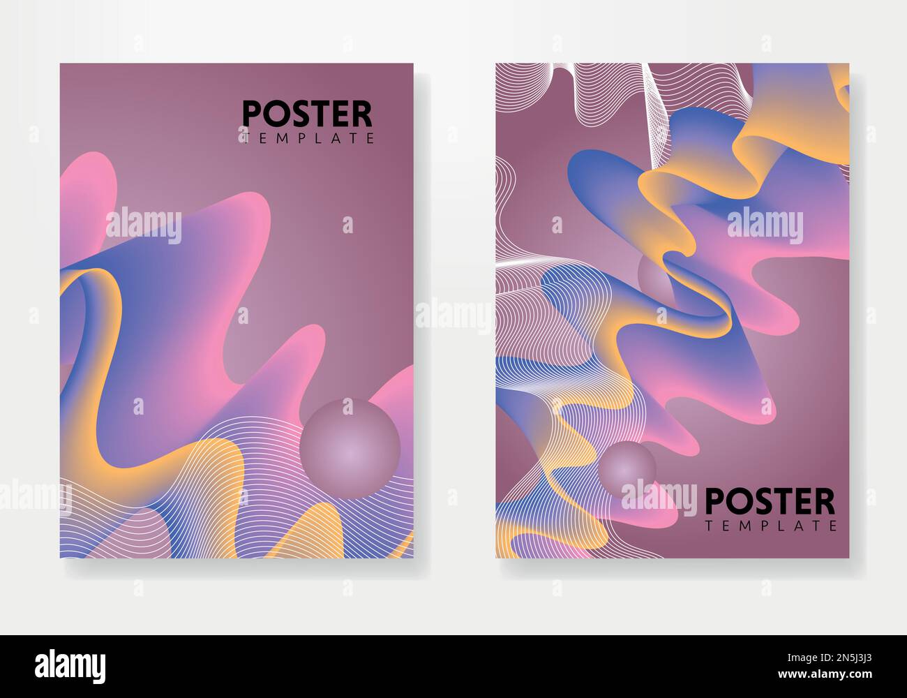 Modern poster design with abstract wave and lines. Stock Vector