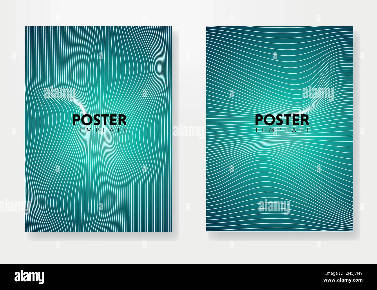 Modern poster design with abstract wave and lines. Stock Vector
