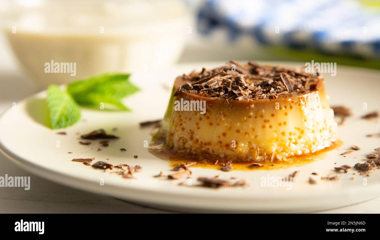 Egg Flan or Pudding made with organic eggs, yolks, milk, sugar and
