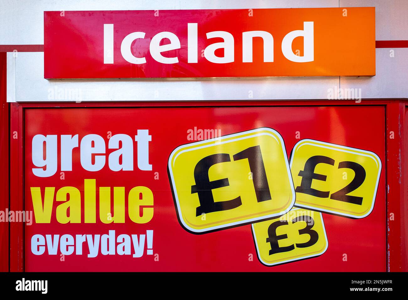 Close up of Iceland shop sign UK Stock Photo