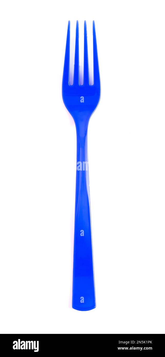 Blue Plastic Fork Isolated on a White Background Stock Photo Alamy
