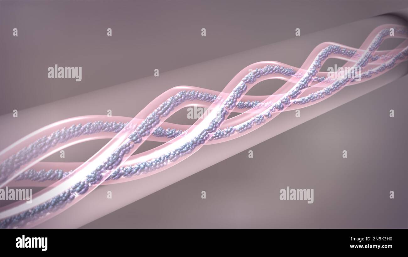 Collagen molecule amino acids triplet. 3D rendered illustration for the ad for wrinkle treatment