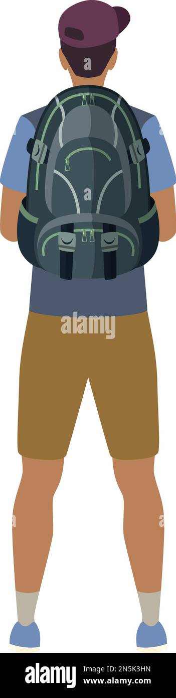 Boy with backpack rear view. School teen character Stock Vector