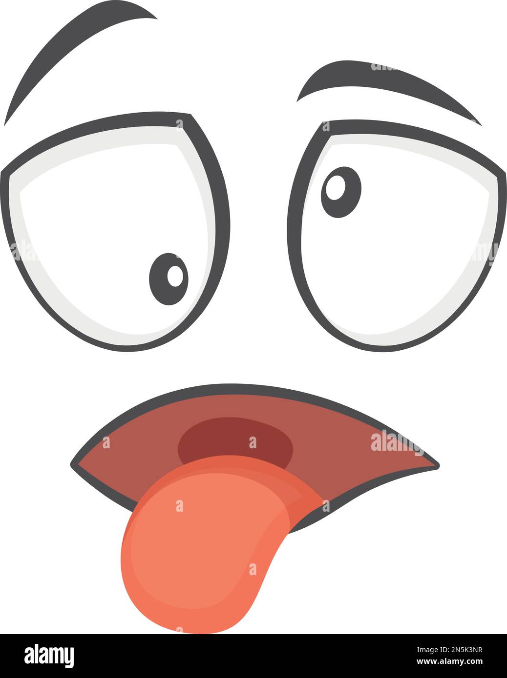 Crazy face expression. Cartoon emotion. Comic emoji Stock Vector