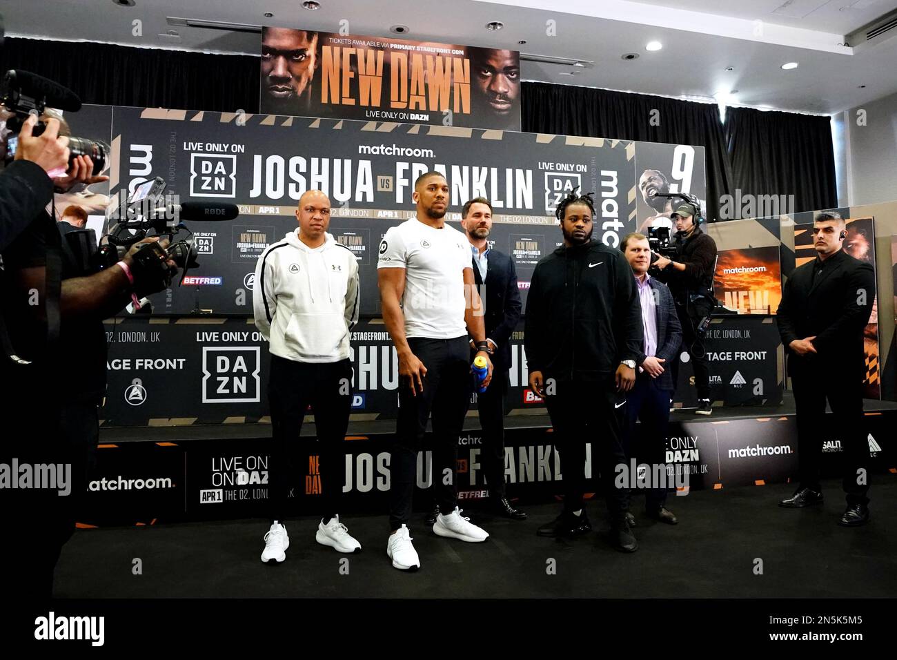Derrick James, Anthony Joshua, promoter Eddie Hearn, Jermaine Franklin and promoter Dmitry