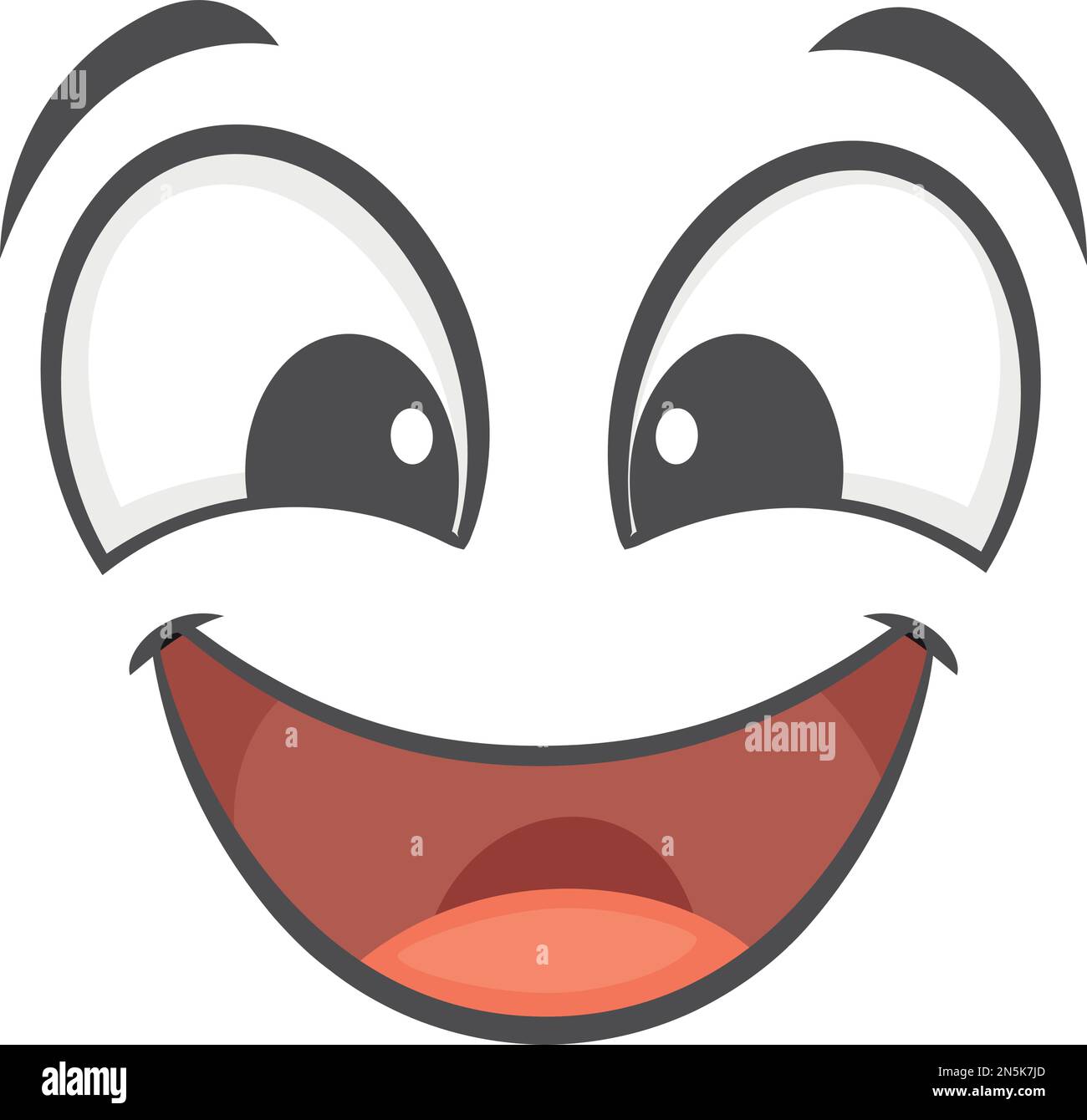 Happy face with wide open smile. Cartoon emotion Stock Vector