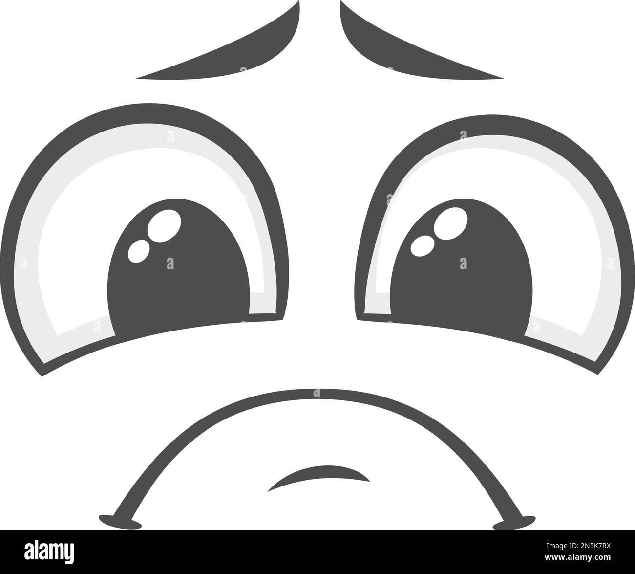Sad face expression. Unhappy emoji. Cartoon emotion Stock Vector