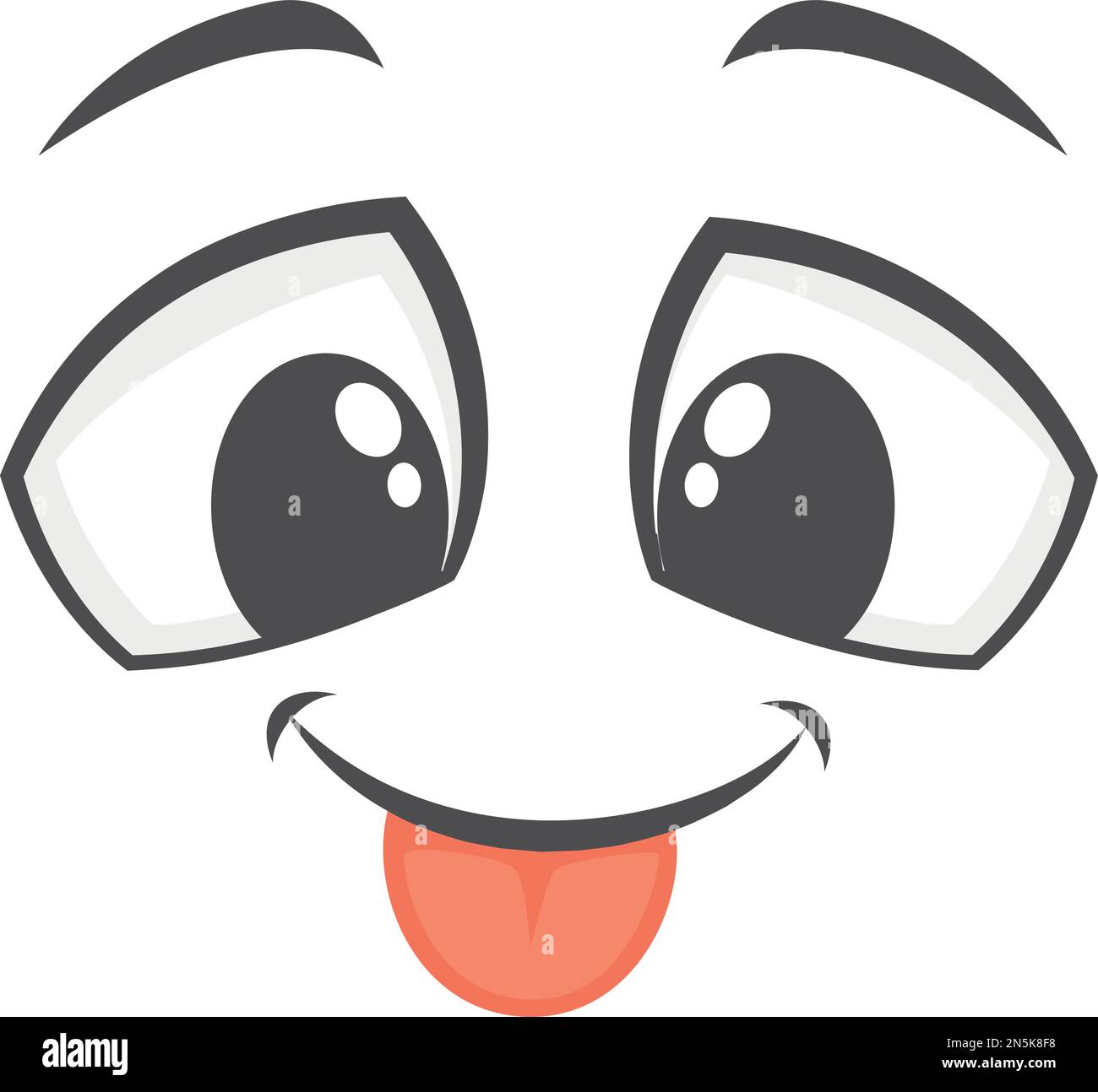 Comic face with tongue out. Playful cartoon emoji Stock Vector Image