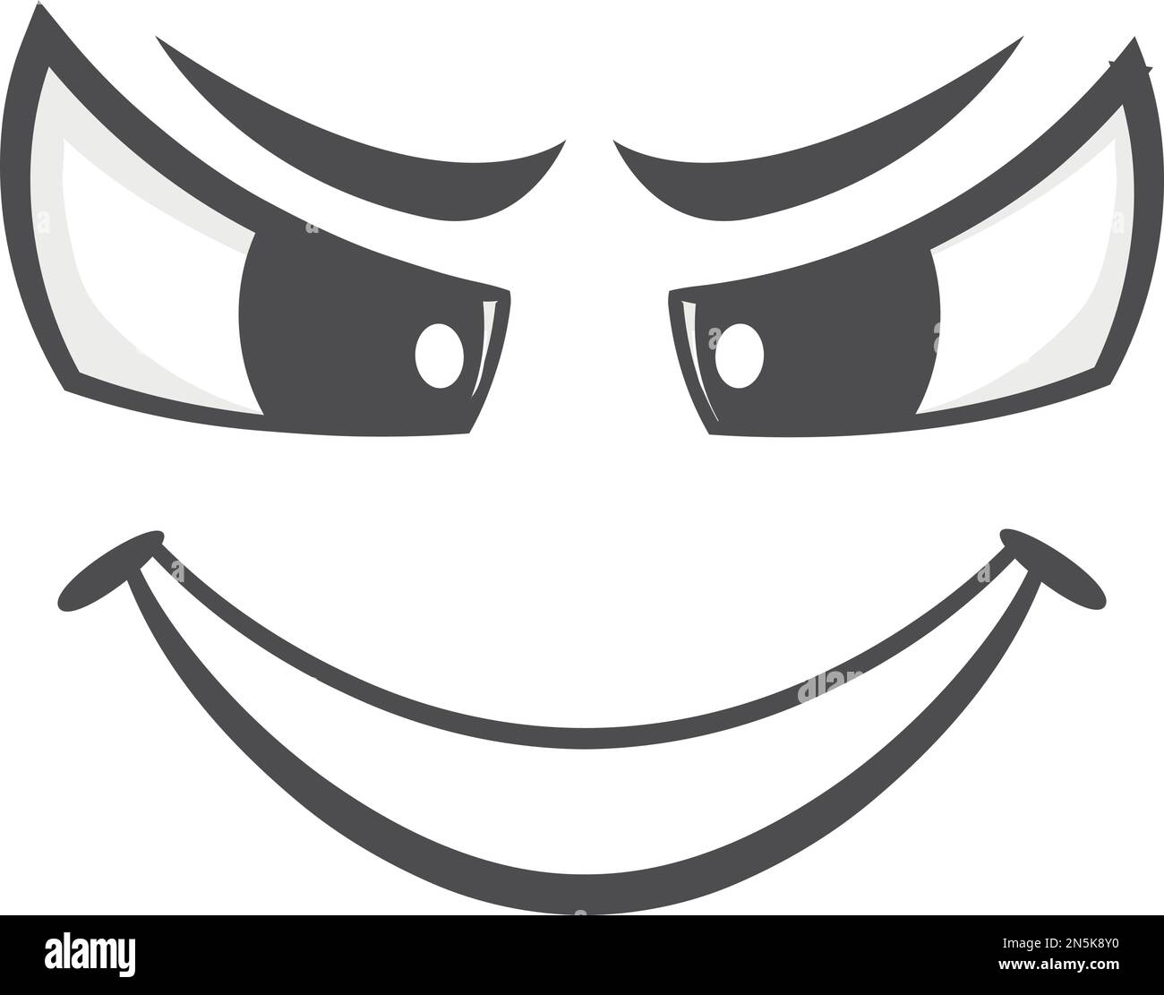 Evil grin emoji. Devil face comic expression Stock Vector