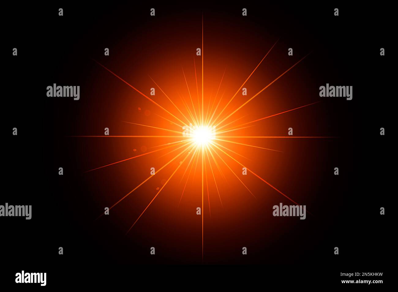 orange starburst lights on black background Stock Photo