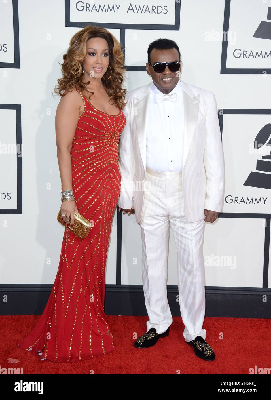 Kandy Johnson Isley and Ronald Isley arrive at the 56th annual GRAMMY(01)