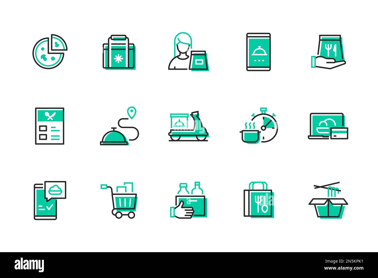 Food delivery - modern line design style icons set Stock Vector Image ...