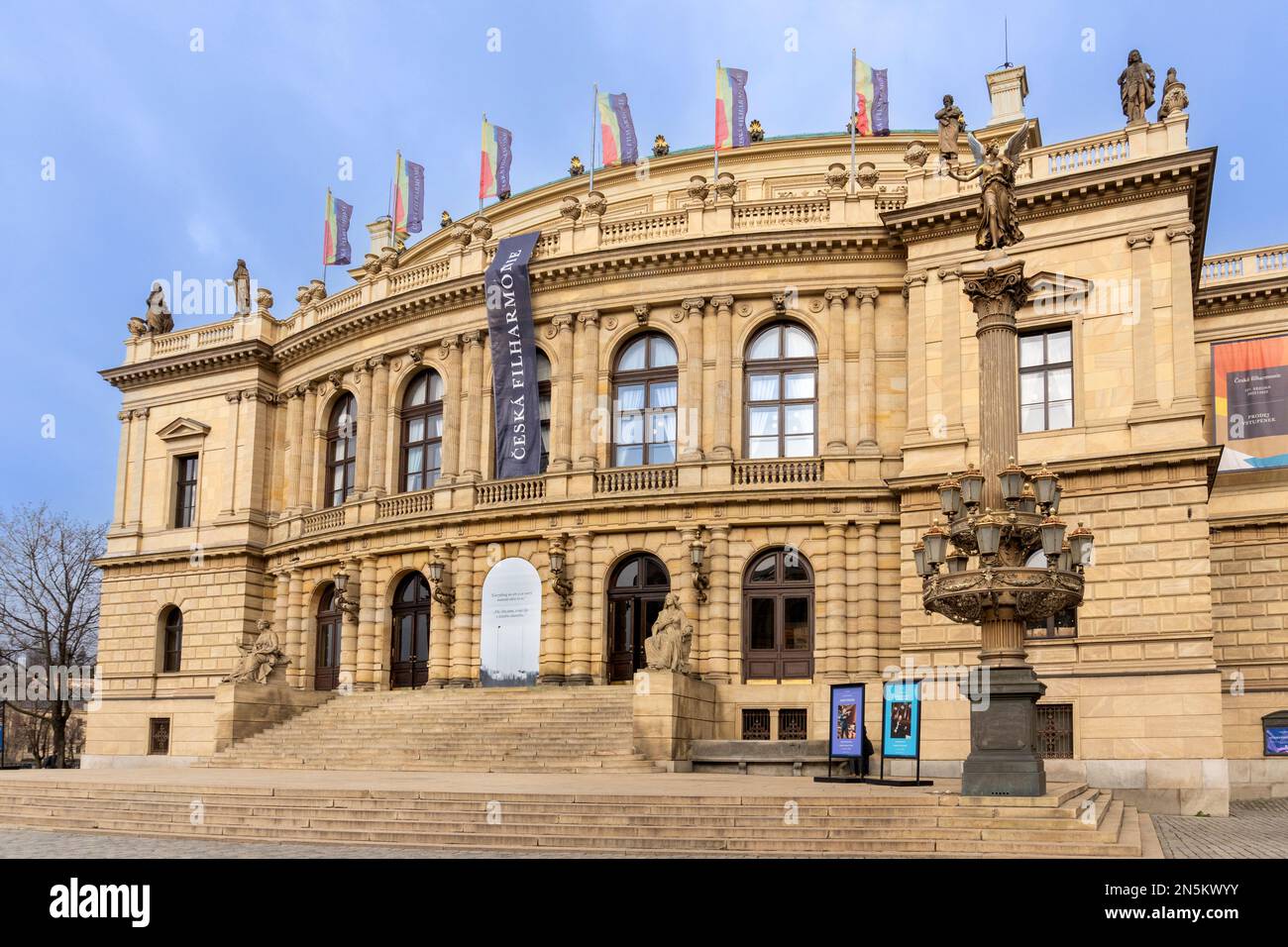 The Rudolfinum is a building in Prague, Czech Republic. It is designed in the neo-renaissance style and is situated on Jan Palach Square Stock Photo