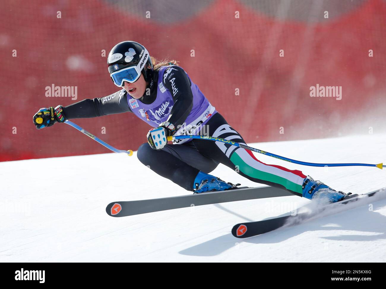 Italys Nadia Fanchini speeds down the course totake the seventh place at an alpine ski, womens World Cup super-g, in Cortina dAmpezzo, Italy, Sunday Jan