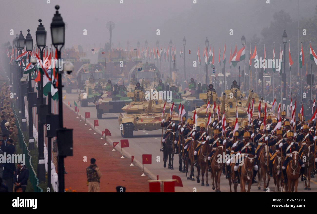 Indian army soldiers display the military hardware during the Republic ...