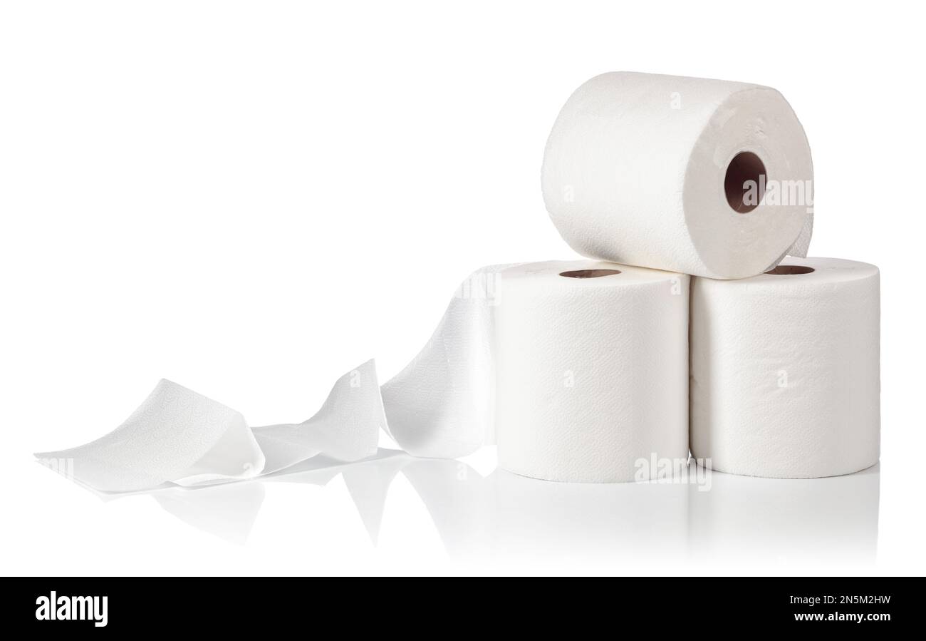 Paper Tube of Toilet Paper, Isolated on White Background Stock
