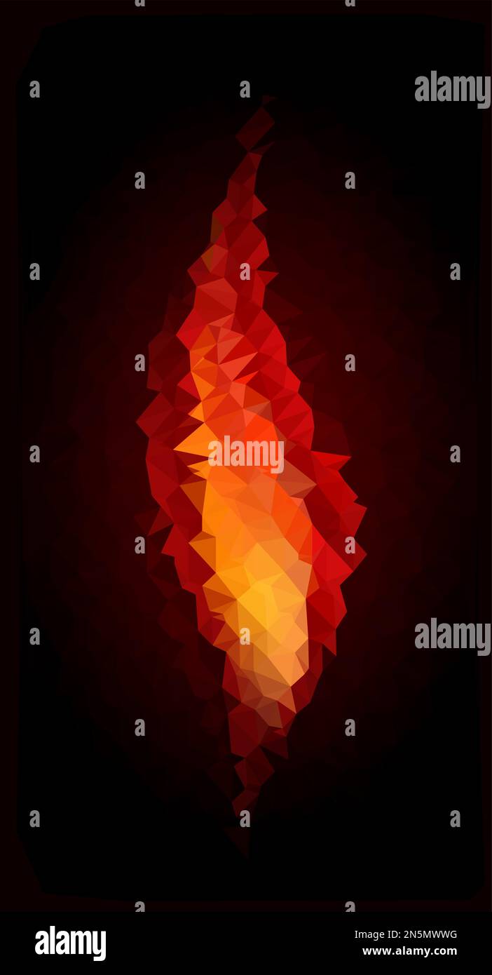 Abstract vector fire on a black background in low poly style Stock